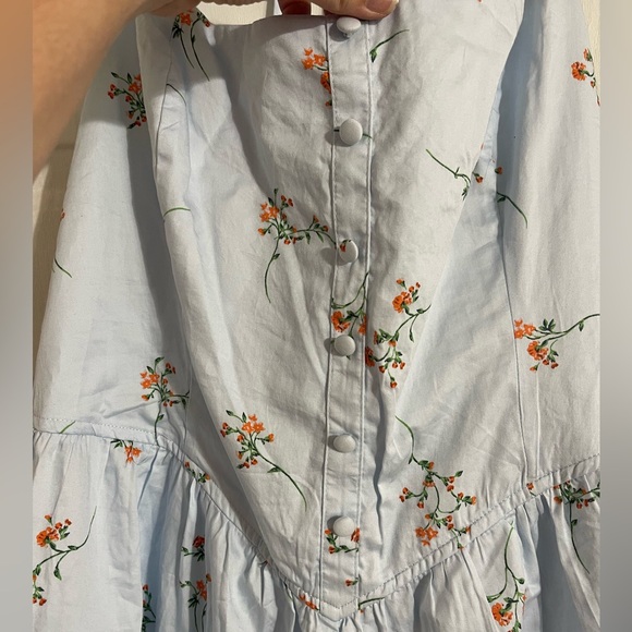 Wild Fable Women’s Button Front Tiered Romper - Light Aqua with Florals - Picture 2 of 11